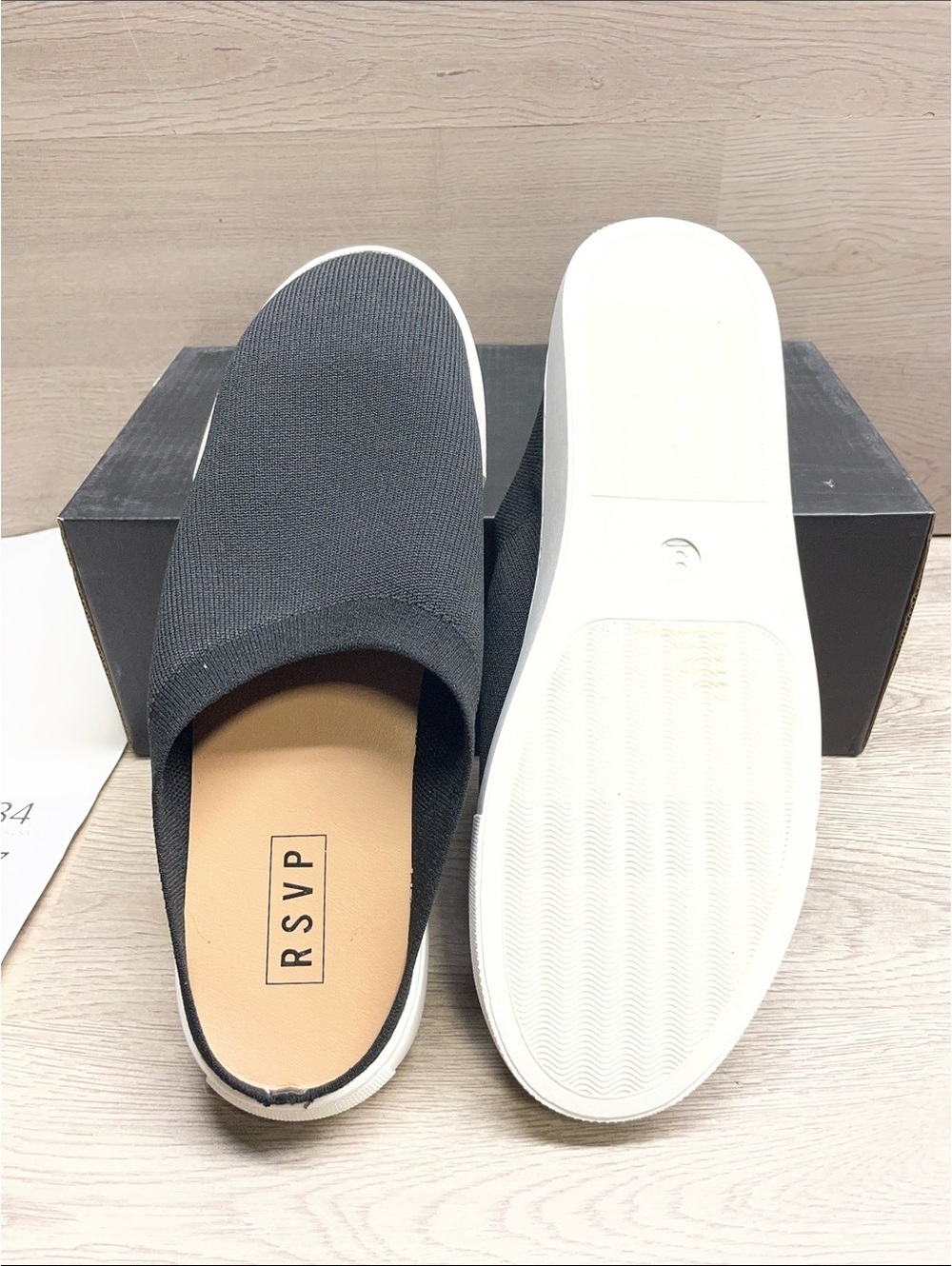 RSVP Black Knit Slip-On Loafers with White Sole #856